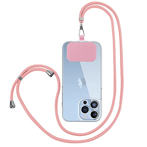 Drucilla Handykette Universal Abnehmbar, Unisex Handyhülle Kette Lanyard, Handyband zum Umhängen, Handy Kette Einstellbar mit Kordel & Pad, Schlüsselband für alle Smartphones Hüllen, Rosa von Drucilla