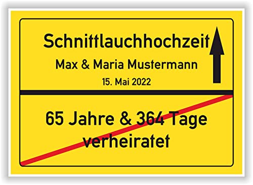 Schnittlauchhochzeit Geschenk Ortsschild Bild personalisiert Schnittlauch Hochzeit 66 Hochzeitstag Mann Frau Ehepaar von Druck-Geschenk