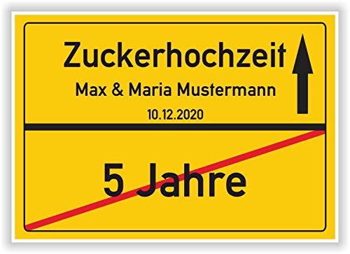 Zuckerhochzeit Geschenk persönliches Ortsschild Bild 6 Hochzeitstag Geschenkidee personalisierte Kunstdruck Karte Karte mit Namen und Datum Mann Frau Party Deko 6 Jahre verheiratet von Druck-Geschenk