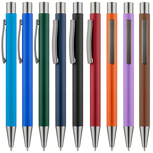 Druckspezialist 50 Stück dunkelblauer Kugelschreiber GOMA Metall mit Gravur Logo Namen graviert von Druckspezialist