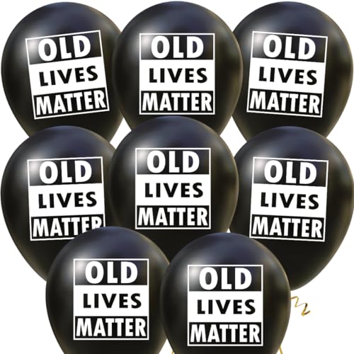 Old Lives Matter schwarze missbräuchliche Luftballons für lustige Erwachsene Geburtstag oder Happy Retirement Party | Over the Hill Gag Geschenk Dekorationen Idee für Männer oder Frauen zum 30., 40., von Drunk Doll Cake Toppers