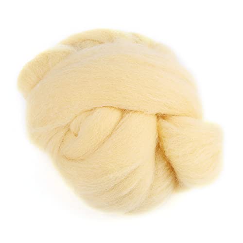 55 g Wolle zum Filzen und Spinnen, kardiertes Wollset zum Nadelfilzen, Handspinnen, Bastelmaterialien zum Nähen, Basteln (52-Creme) von Dsacxixai