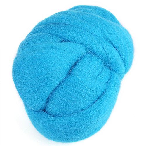 55 g Wolle zum Filzen und Spinnen, kardiertes Wollset zum Nadelfilzen, Handspinnen, Bastelmaterialien zum Nähen, Basteln (Blau) von Dsacxixai