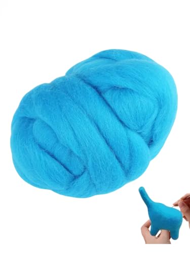 55 g Wolle zum Filzen und Spinnen, kardiertes Wollset zum Nadelfilzen, Handspinnen, Bastelmaterialien zum Nähen, Basteln (Blau) von Dsacxixai