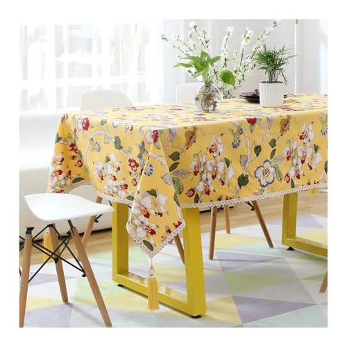 Dsnyu Table Cloth Yellow, Table Cloth Baumwolle Blumen Table Cover 110X170CM für Geburtstag Party Hochzeit von Dsnyu