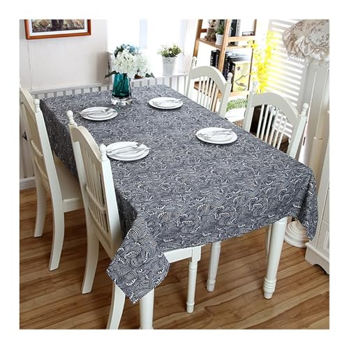 Leinen Tischdecke Quadratisch, Tischtuch Abwaschbar Marine Welle Gedruckt Table Cloth 140X140CM für Geburtstag Party Hochzeit von Dsnyu