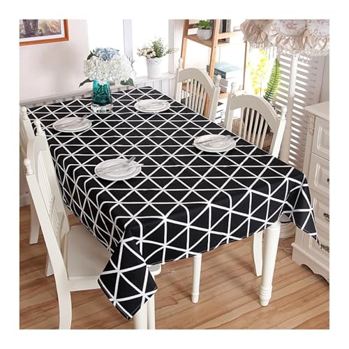 Schwarze Tischdecke Party, Tischdecke Modern Esszimmer Baumwolle Dreieck Gedruckt Tischtuch 140X220CM für Küche Wohnzimmer von Dsnyu