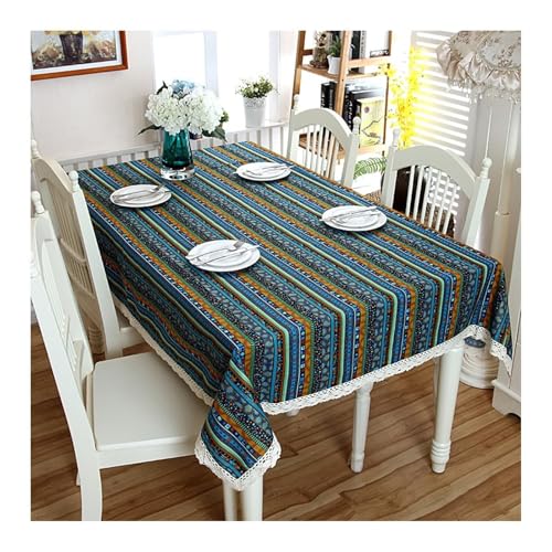 Table Cloth Boho, Tischdecke Ostern Bunt Polyester Baumwolle Table Cover 140X160CM für Geburtstag Party Hochzeit von Dsnyu