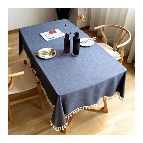 Table Cloth Vintage, Tischdecke 90X140 Marine Baumwolle Leinen Unifarben Table Cover für Küche Wohnzimmer Esszimmer von Dsnyu