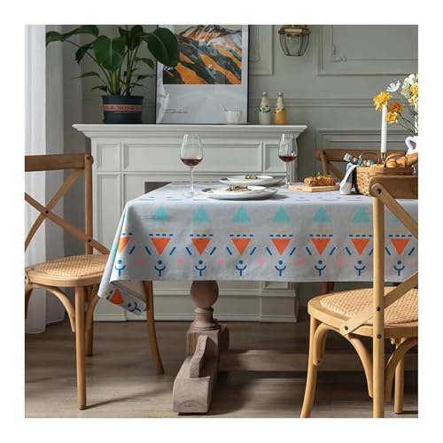 Table Cloth Vintage, Tischdecke Rechteckig Abwaschbar Bunt Polyester Baumwolle Dreieck Gedruckt Table Cover 135X180CM für Geburtstag Party Hochzeit von Dsnyu