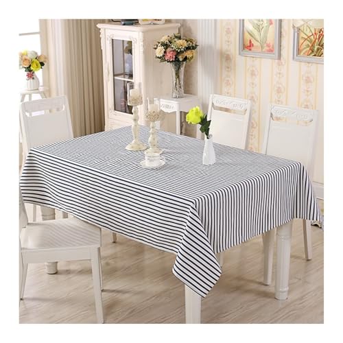 Tischdecke 140X200 Baumwolle, Table Cover Kitchen Blau Streifen Table Cloth für Geburtstag Party Hochzeit von Dsnyu