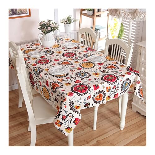 Tischdecke 140X200 Baumwolle, Tischdecke Moderna Bunt Blumen Bedruckt Table Cover für Küche Wohnzimmer Esszimmer von Dsnyu