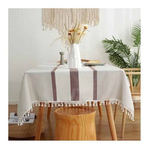 Tischdecke 90X140, Ostern Tischdecke Rotbraun Polyester DREI Streifen Tischtuch für Küche Wohnzimmer Esszimmer von Dsnyu