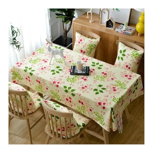 Tischdecke 90X90 cm Baumwolle, Party Tischdecke Klein Rot Grün Blume Table Cover für Küche Wohnzimmer Esszimmer von Dsnyu