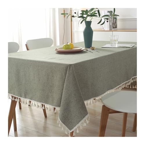 Tischdecke Baumwolle Leinen, Oster Tischdeko Grün Einfarbig Table Cover 90X90CM für Geburtstag Party Hochzeit von Dsnyu