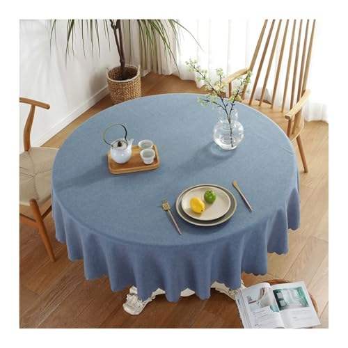 Tischdecke Blau Party, Tischtuch Hochzeit Polyester Einfarbig Table Cover Round 260CM für Küche Wohnzimmer Esszimmer von Dsnyu