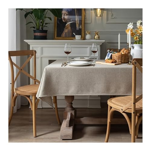 Tischdecke Modern Waschbar, Table Cover Rectangle Leichter Kaffee Polyester Baumwolle Einfarbig Tablecloth 135X260CM für Küche Wohnzimmer Esszimmer von Dsnyu