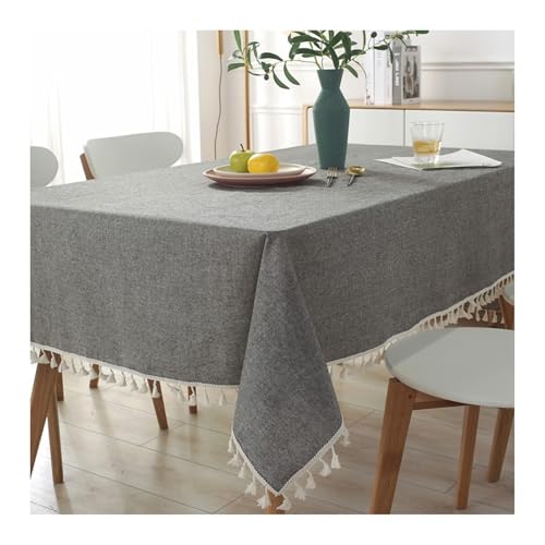 Tischdecke Rechteckig 120 X 160, Tischdeko Modern Esstisch Grau Baumwolle Leinen Einfarbig Table Cover für Geburtstag Party Hochzeit von Dsnyu