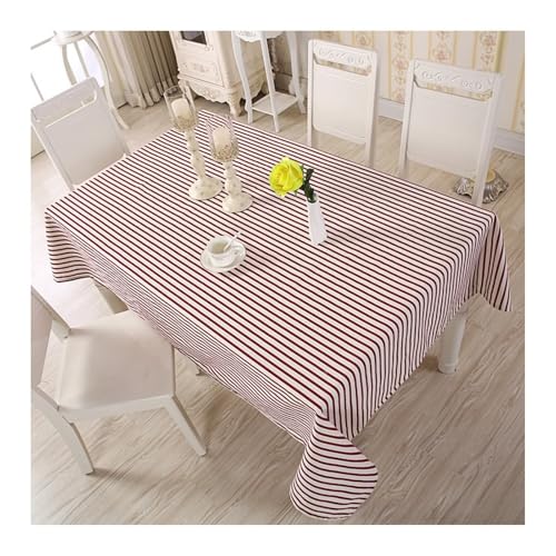 Tischdecke Rot 100X140, Kleine Tischdecke für Wohnzimmertisch Baumwolle Streifen Table Cover für Küche Esszimmer von Dsnyu