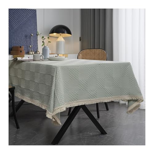 Tischdecke Vintage 140X180, Table Cloth Decor Hellgrün Polyester Einfarbiges Karomuster Tischtuch für Küche Wohnzimmer Esszimmer von Dsnyu