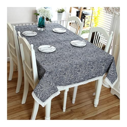 Tischdecke Vintage 140X180, Tischdecke Modern Waschbar Marine Leinen Welle Gedruckt Table Cover für Geburtstag Party Hochzeit von Dsnyu