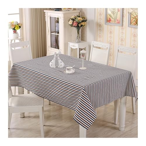 Tischtuch 60X60 Baumwolle, Tischdecke Klein Vintage Blauer Kaffee Streifen Table Cloth für Geburtstag Party Hochzeit von Dsnyu