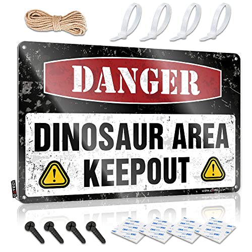 Man Cave Bar Danger Dinosaurier Area Keep Out Schild Gamers Zubehör Schlafzimmer Zubehör (Größe: 20 x 30 cm) von Dsoluuing