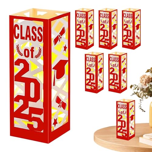 Dtaigou 2025 Graduation Lantern Boxes - 6X 2025 Graduation Lantern Boxes LED Light | Party Props Lamp for Ceremony, Photo Booth Props, Birthday, Family, Birthday Party von Dtaigou