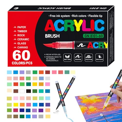 Dtaigou Acryl-Marker, weiche Spitze, multifunktionaler Acrylfarben-Marker, Kunst- und Bastelbedarf, für Kinder und Erwachsene von Dtaigou