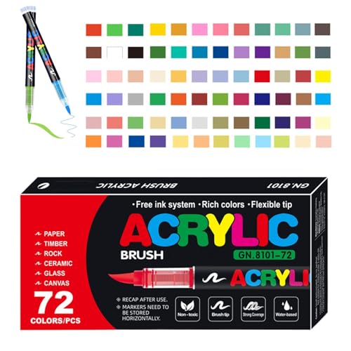 Dtaigou Acryl-Pinselmarker, weiche Spitze, Malstift, multifunktionaler Acrylfarben-Marker, Kunst- und Bastelbedarf, für Kinder und Erwachsene von Dtaigou