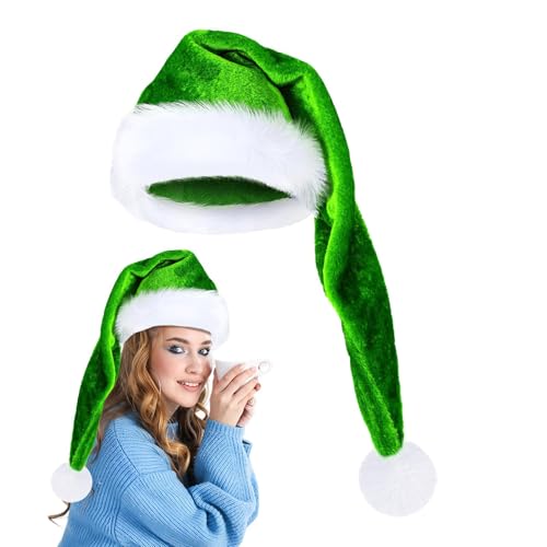 Dtaigou Große Weihnachtsmütze, lange Weihnachtsmütze für Erwachsene, Weiche Weihnachtsplüschmützen, Unisex-Erwachsene Cosplay-Kostüm, Weihnachtsmütze für Neujahrsfeiertage von Dtaigou