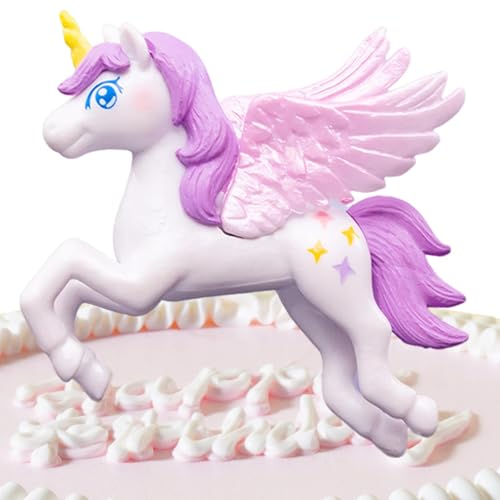 Dtaigou Kuchen Topper Figur,Geburtstag Kuchen Topper - Cupcake Topper Statue,Mit Flügeln, einhornige efigur als Autodekoration von Dtaigou