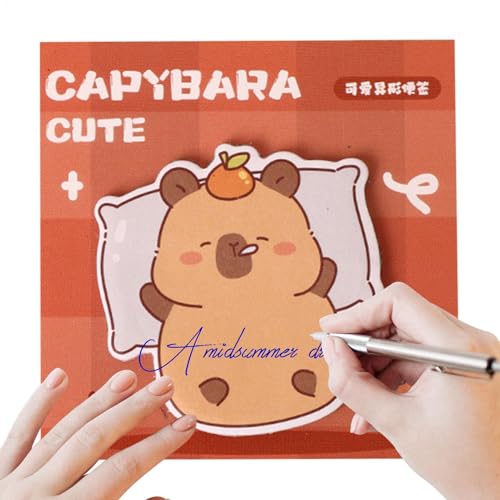 Dtaigou Lustige Haftnotizen | Cartoon-Tier Capybara Haftnotizen | 30 Blatt Klassenzimmer Memo Notizblöcke, Haftnotizen für Buch, Monitor, Wand, Fenster von Dtaigou