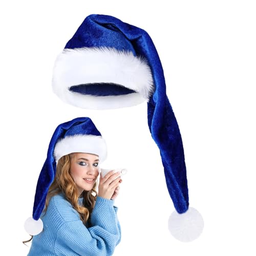 Dtaigou Superlange Weihnachtsmütze,Lange Weihnachtsmütze | Warme weiche Weihnachtsmannmütze aus Samt für Erwachsene | Unisex-Erwachsene Cosplay-Kostüm, Weihnachtsmütze für Neujahrsfeiertage von Dtaigou