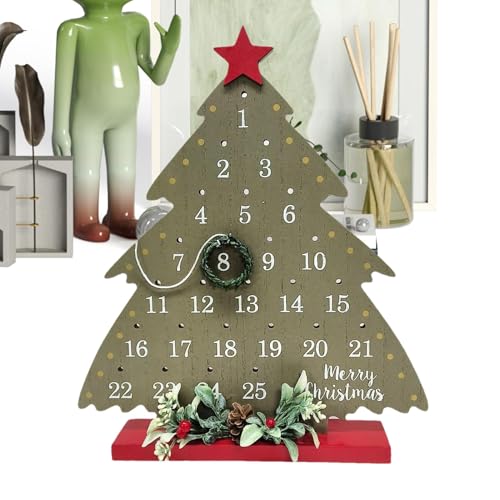 Dtaigou Weihnachts-Countdown-Kalender, Urlaubs-Adventskalender,Dekorativer Countdown-Kalender Weihnachtsdekorationen - Weihnachtsbaum-Countdown-Kalender, Tischdekoration aus Holz, von Dtaigou