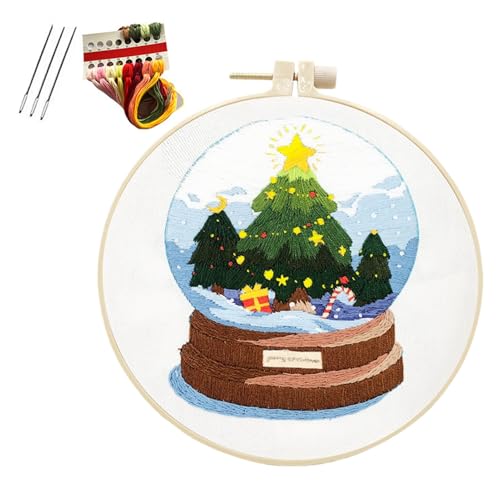 Dtaigou Weihnachts-Stickset für Anfänger, Stickset für Weihnachten für Erwachsene - Stickerei-Frohe-Weihnachts-Set | Handgefertigte Stickerei-Stempelsets für Erwachsene von Dtaigou