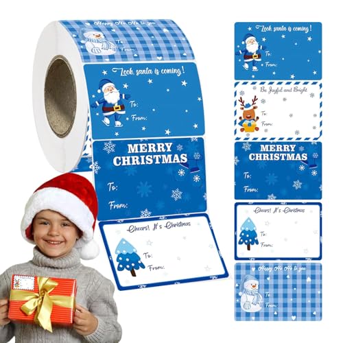 Dtaigou Weihnachtsgeschenkaufkleber, Weihnachtsgeschenkanhänger,400X Weihnachtsgeschenkanhänger-Aufkleber - Selbstklebende Weihnachts-Geschenketiketten, Namensschilder, Dekorationen, 7,5 x 5 cm, für von Dtaigou