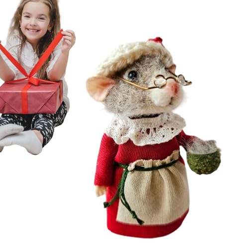 Süße Nadelfilz-Maus, Weihnachts-Wollfilz-Maus, handgemachte Nadelfilz-Mäuse, Wollfilz-Weihnachtsmäuse, für Weihnachtsbaumschmuck von Dtaigou