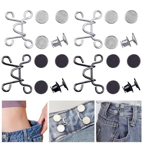 Dtoterul Knopf für Hosen 4 Stück 32mm Nagelfreie Taillenschnalle Einstellbar Kein Nähen knöpfe Jeansknopf Verstellbare Taillen Schnallen Jeans sofortige Knöpfe für Jeans Hosen Dichtheitseinstellung von Dtoterul