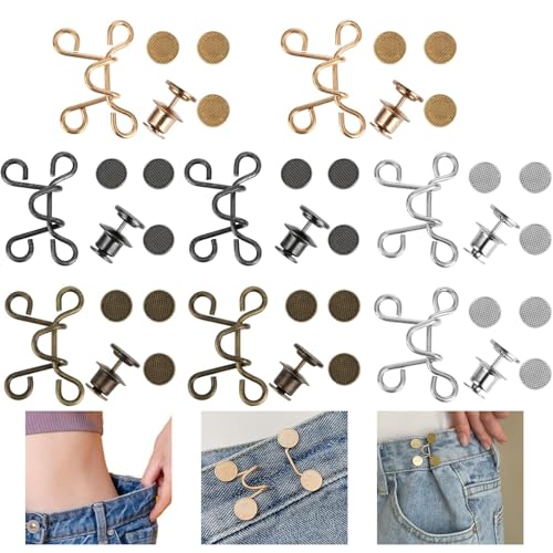 Dtoterul Knopf für Hosen 8 Stück 32mm Nagelfreie Taillenschnalle Einstellbar Kein Nähen knöpfe Verstellbare Jeans Knöpfe Taillen Schnallen Jeans Sofortige Knöpfe Hosenknöpfe zum Enger Machen von Dtoterul