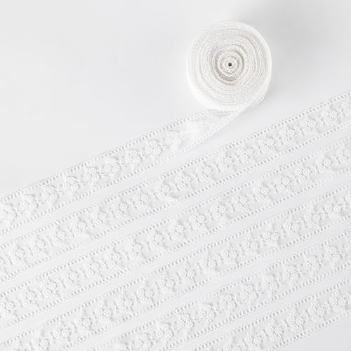 Spitzenband mit zartem Blumenmuster, Häkelband für Bastelarbeiten, Nähen, Geschenkverpackungen, Hochzeitskleid, Heimdekoration, 7 m, Weiß von Dtymm