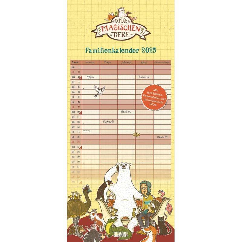 Dumont - Schule Der Magischen Tiere 2025 Familienkalender, 22X49,5Cm, Planer Mit 5 Spalten Für Die Ganze Familie, Jahresübersicht 2026 Und Schulferien von DuMont Kalenderverlag