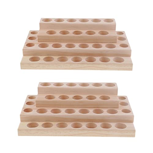 Dualoai 2X Holz Ätherisches Öl Organisator Behälter Ätherisches Öl Display Ständer, 30 Löcher Aromatherapie Öle für Nagellack, Duftöle, Kosmetik von Dualoai