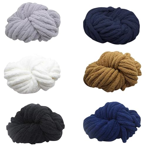 6Stk Chenille Garn - Chenille Wolle Garn | Super Soft Chenille Chunky Yarn | Weiches Chenille-Garn Für Kleidung, Decken, Taschen, Pullover, Strickprojekte | Sofadecken, Decken, Heimdekoration von Dubbulon