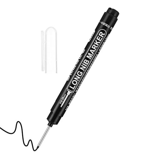 Dubbulon Marker mit langer Spitze, Markerstifte mit tiefem Loch - 20 mm/0,79 Zoll langer Spitzenmarker für den Bau - Schnell trocknender Carpenter Ink Marker, Reach Permanent Marker für Badezimmer, von Dubbulon