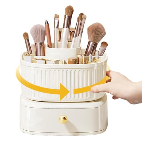 Dubbulon Rotierender Make-up-Organizer, rotierender Kosmetik-Organizer | 360-Grad-Hautpflege-Aufbewahrungshalter | Doppelschichtiger Hautpflege-Aufbewahrungshalter, Make-up-Pinselhalter-Tablett mit von Dubbulon