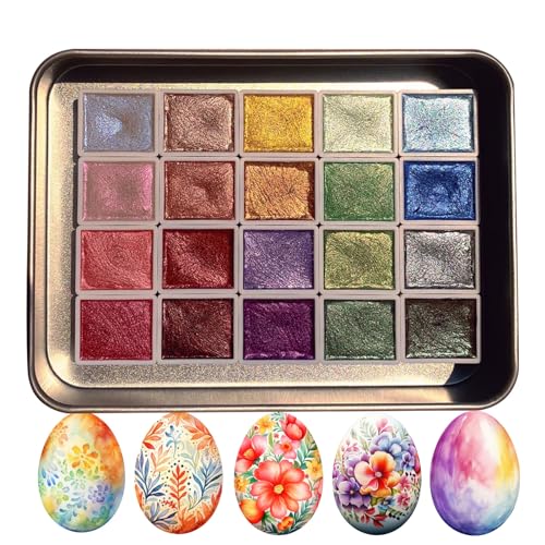 Dubbulon Professionelles Aquarellfarben-Set – Glitzer-Vollfarben-Aquarellfarben-Palette | 20 Farben Feste Aquarellfarbe Mit | Tragbares Gouache-Farbset | Kunstmalset, Tolle Kreative Geschenke von Dubbulon