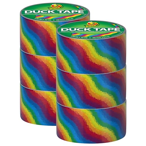 Duck Brand Bedrucktes Klebeband, 6 Rollen, Regenbogen (281496_C) von Duck