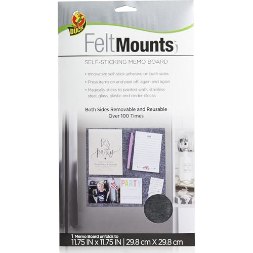 Duck Brand FeltMounts Sticky Memo Board, Reusable, Charcoal Gray, 11.75 x 11.75 Inches von Duck