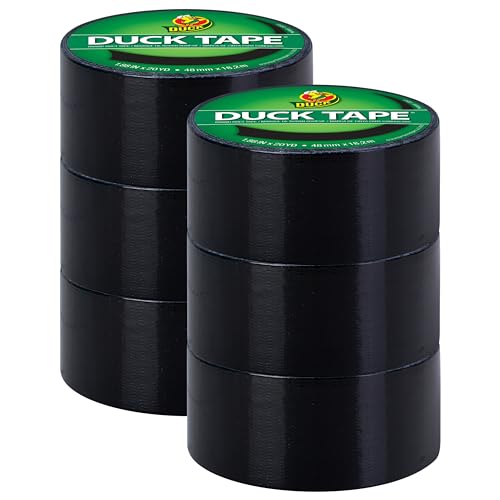 Duck Tape Gewebe-Klebeband, einfarbig, Schwarz, 48 mm x 18,2 m, 6 Stück von Duck